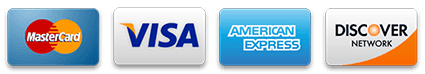 Visa, Mastercard, American Express, Discover accepted